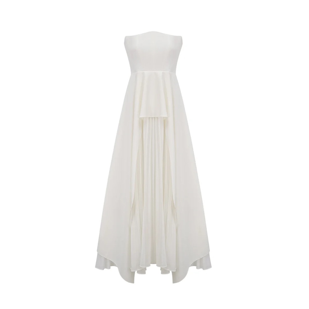 Chic Strapless Cream Wedding Gown